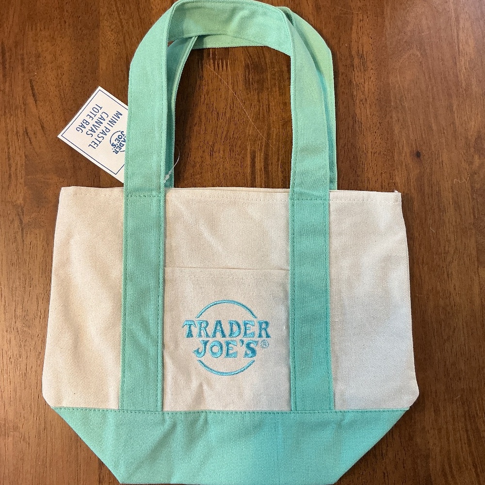 Trader Joe’s mini pastel canvas tote bag